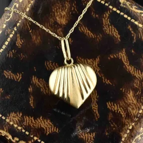 10K Gold Puffy Heart Pendant Necklace