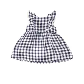 Angel Dear - Navy Gingham Ruffle Dress