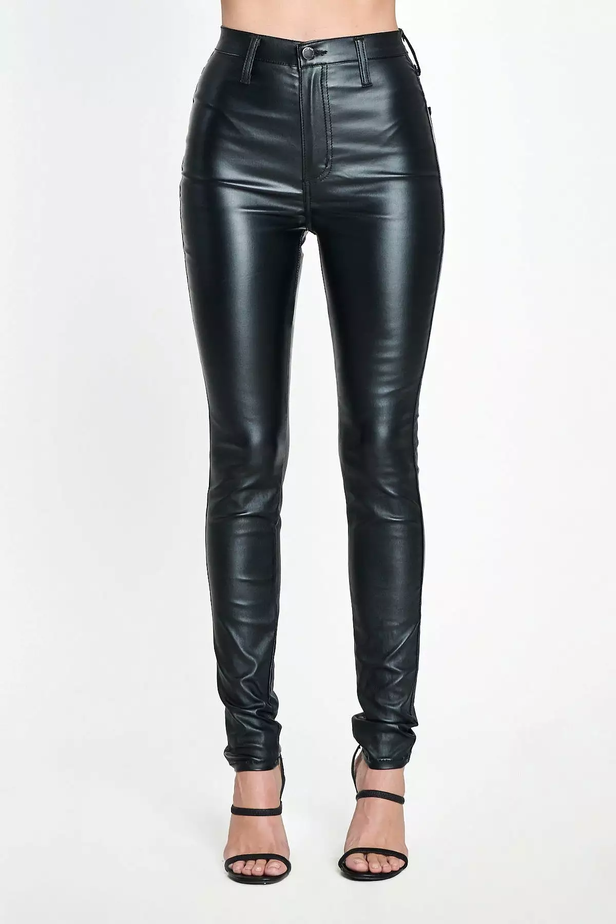 Banging Black Faux Leather Skinny Jean Pants