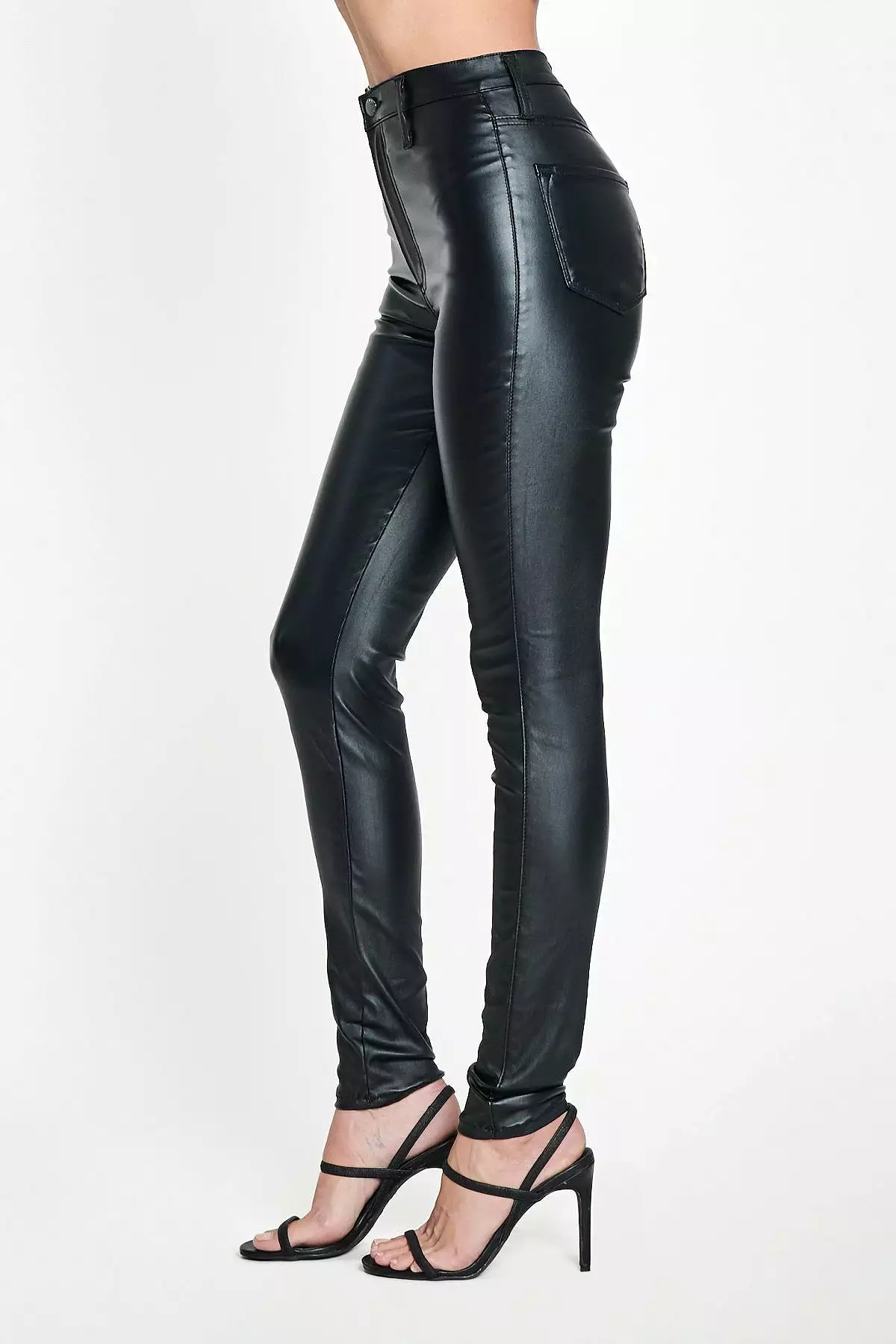 Banging Black Faux Leather Skinny Jean Pants