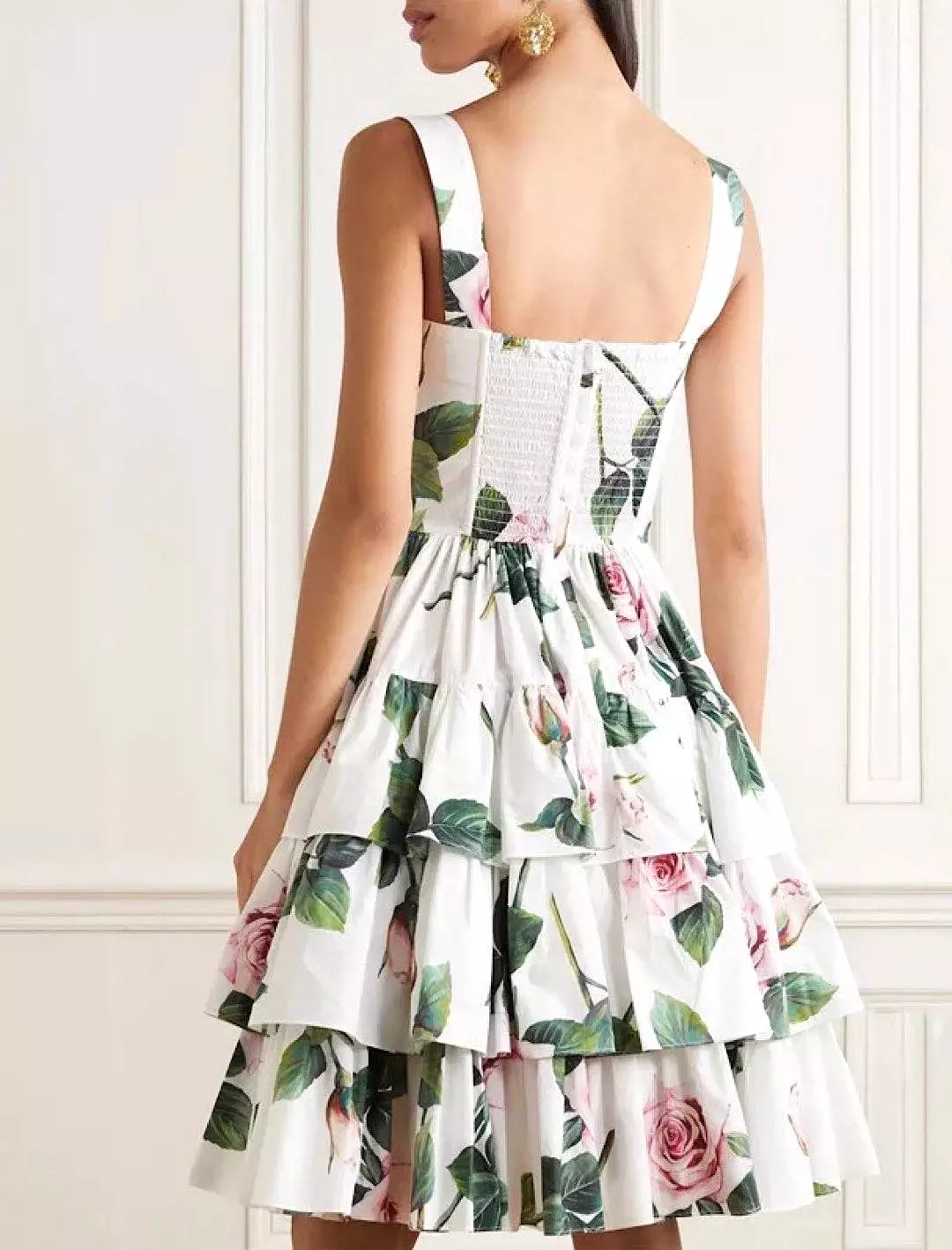 Botanical Print Ruffle Dress