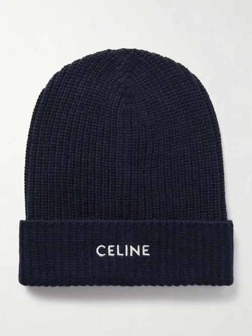 CELINE BEANIE IN RIBBED WOOL - NAVY