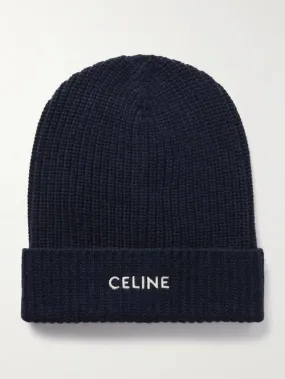 CELINE BEANIE IN RIBBED WOOL - NAVY