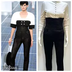 Chanel 13P Runway Black High Waisted Mesh Pants FR 38