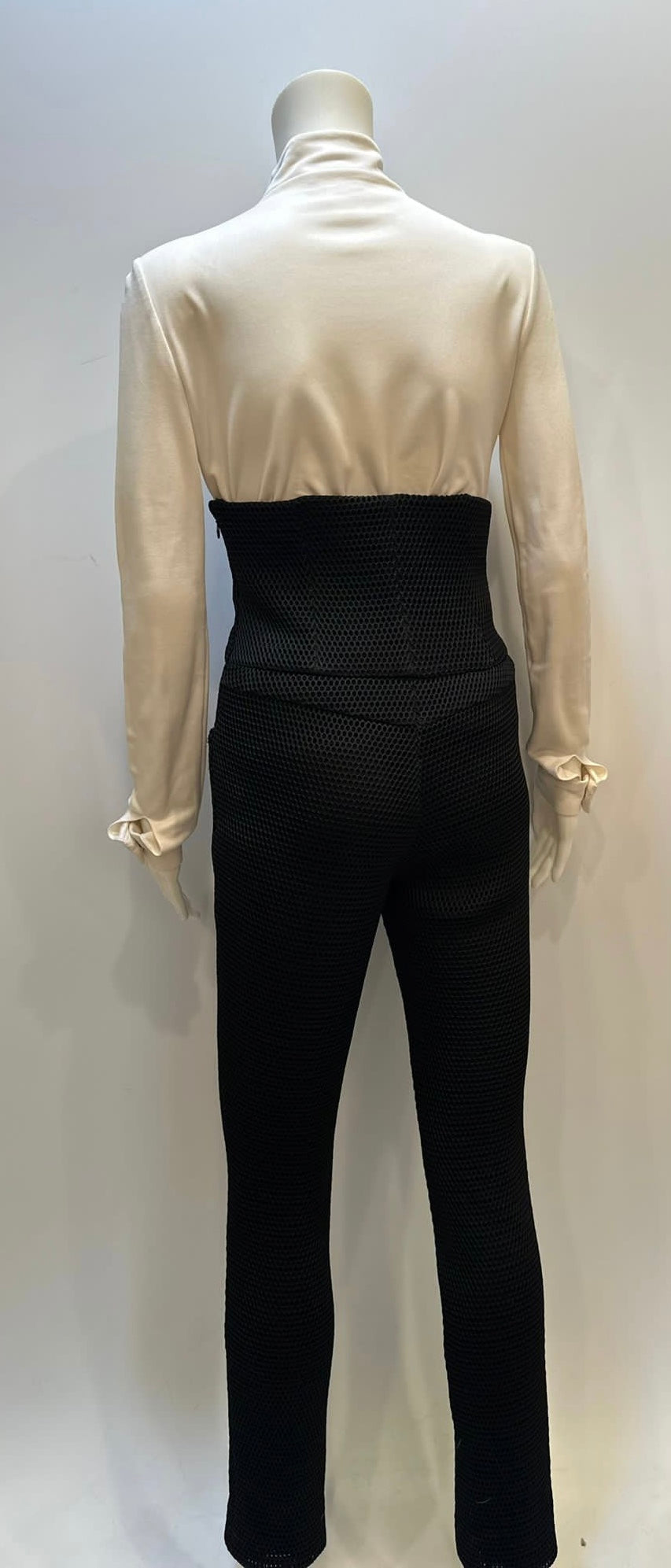 Chanel 13P Runway Black High Waisted Mesh Pants FR 38