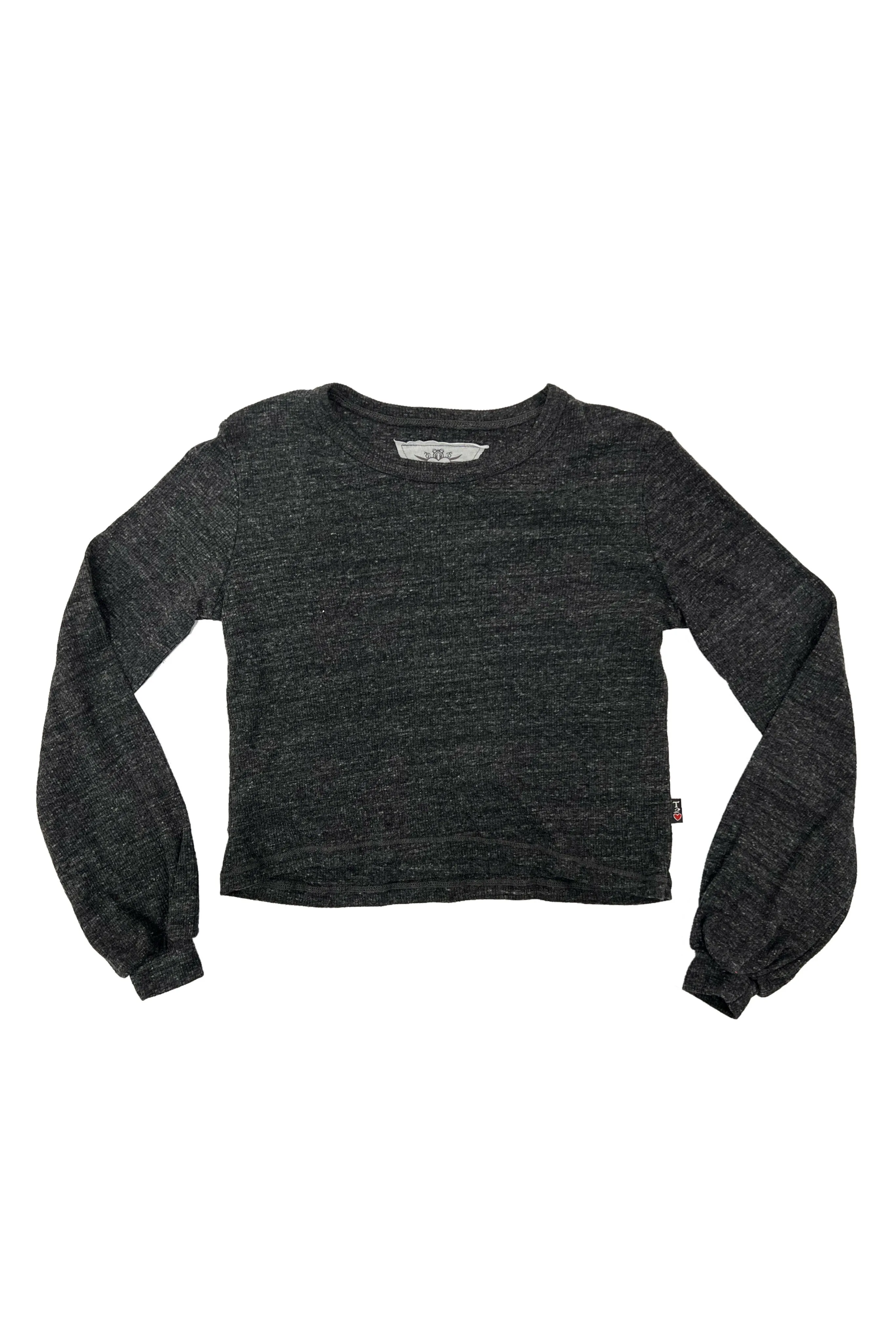 Charcoal puff sleeve crewneck sweatshirt