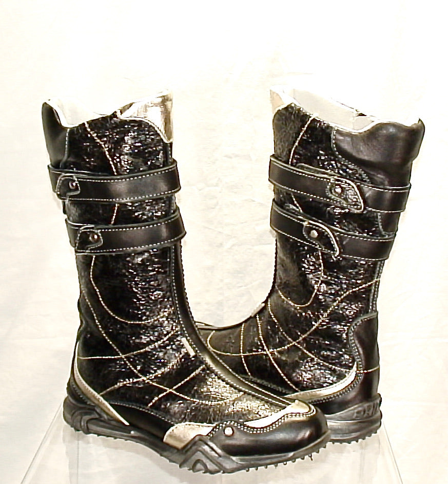 Childs Primigi Euro-Motto Tall Boot  - Black/Silver  Leather - 31EU