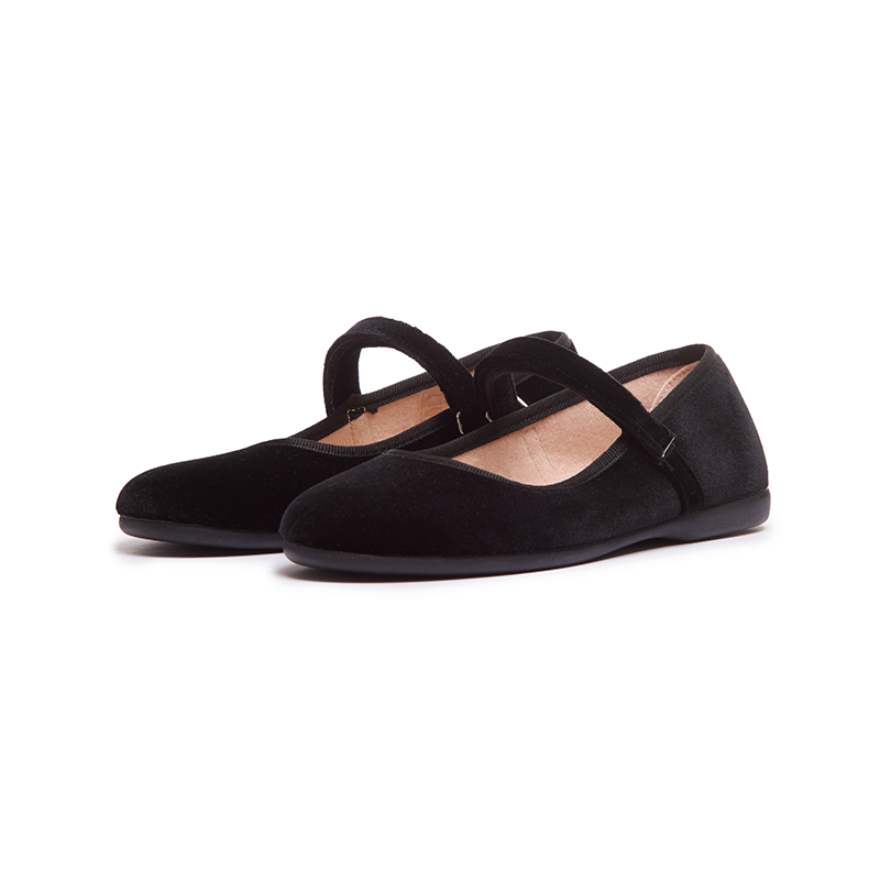 Classic Velvet Mary Janes in Black