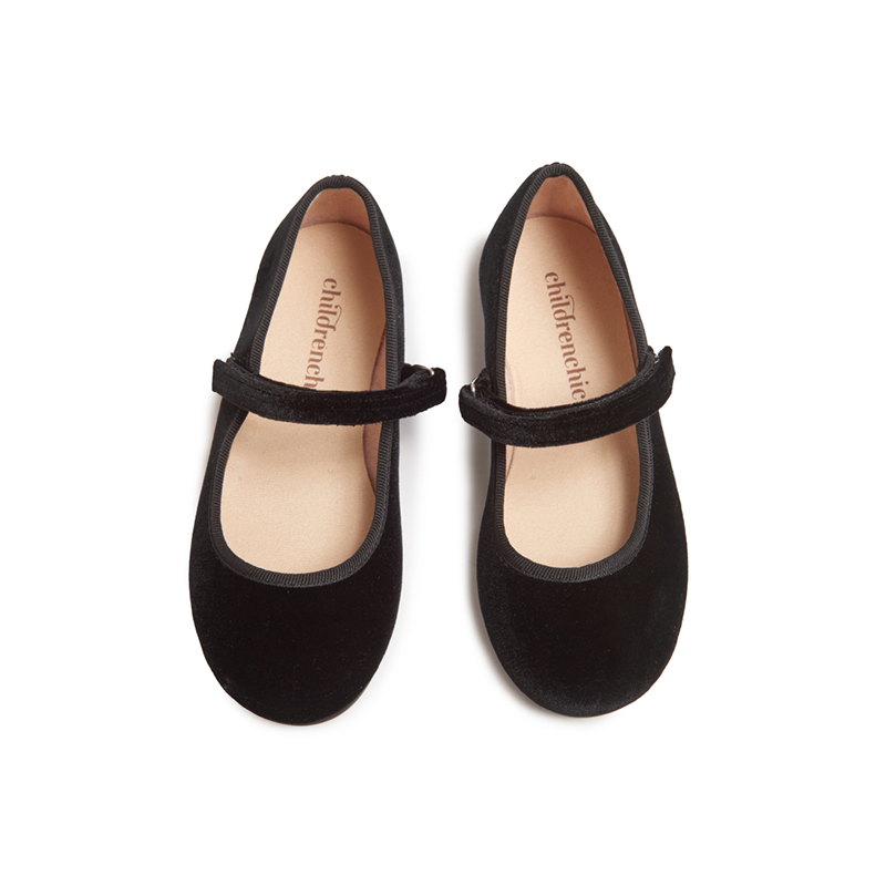 Classic Velvet Mary Janes in Black