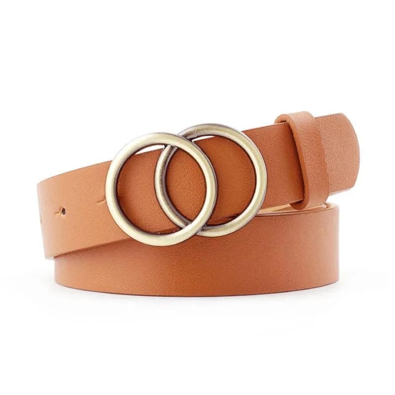 Double round buckle women's leisure belt