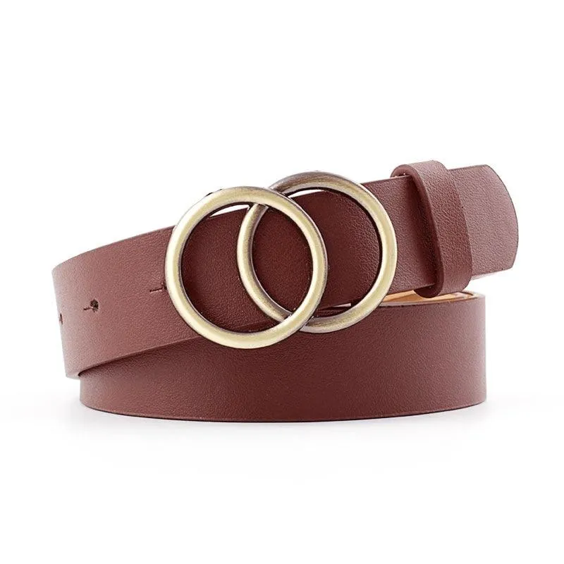 Double round buckle women's leisure belt