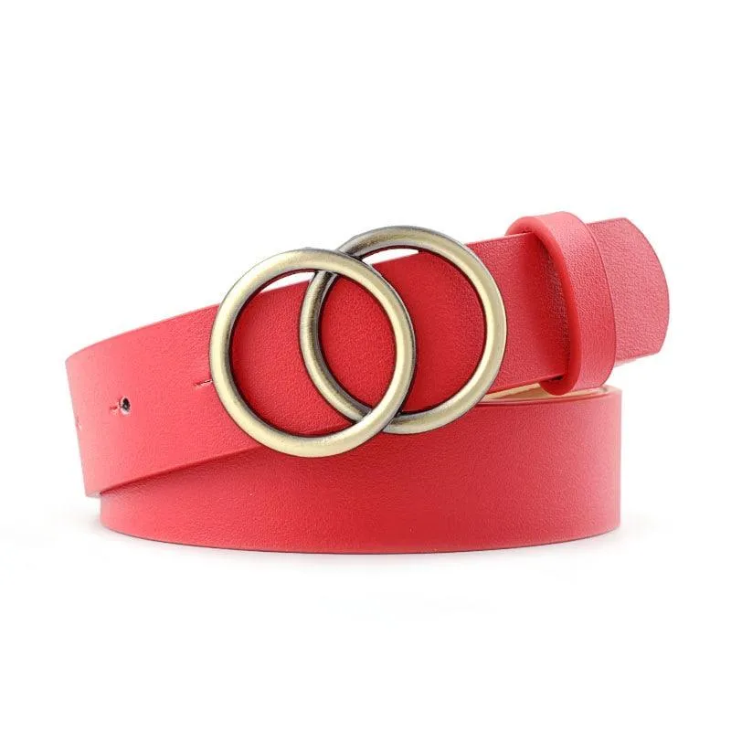 Double round buckle women's leisure belt