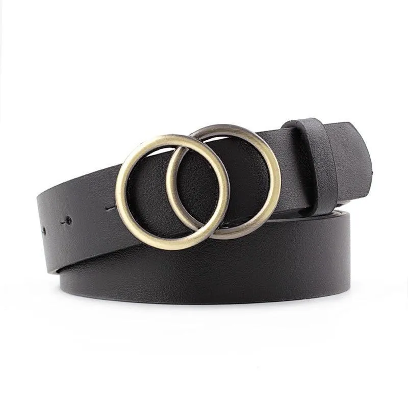 Double round buckle women's leisure belt