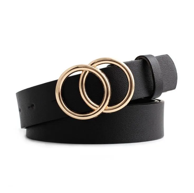 Double round buckle women's leisure belt