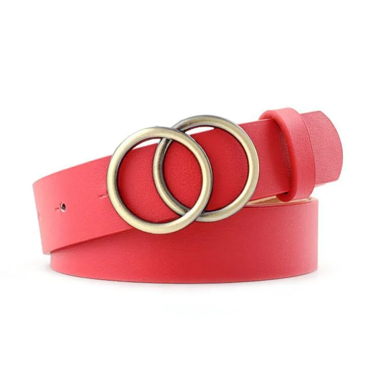 Double round buckle women's leisure belt