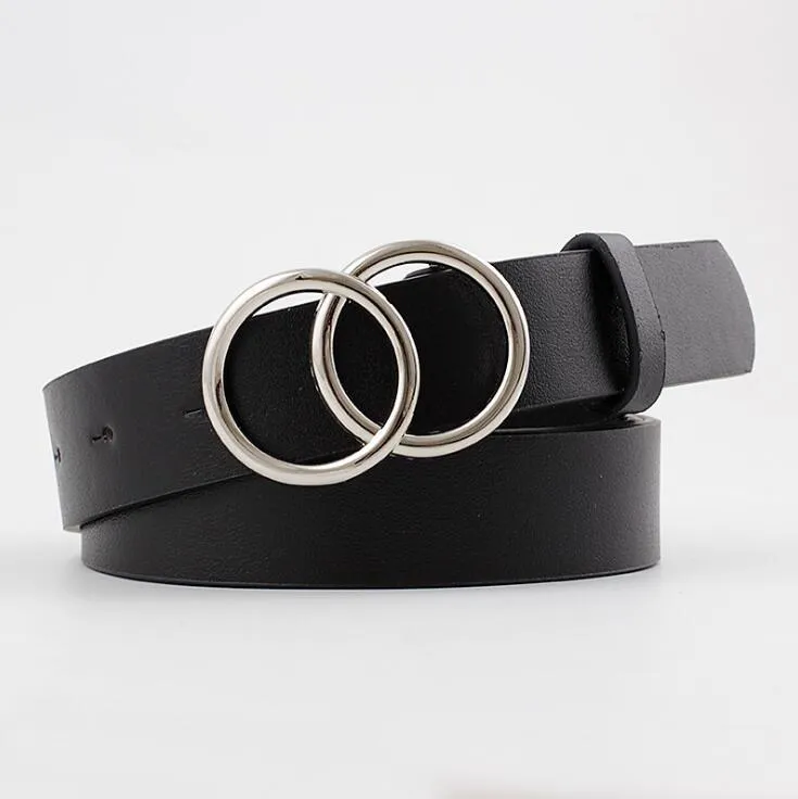 Double round buckle women's leisure belt