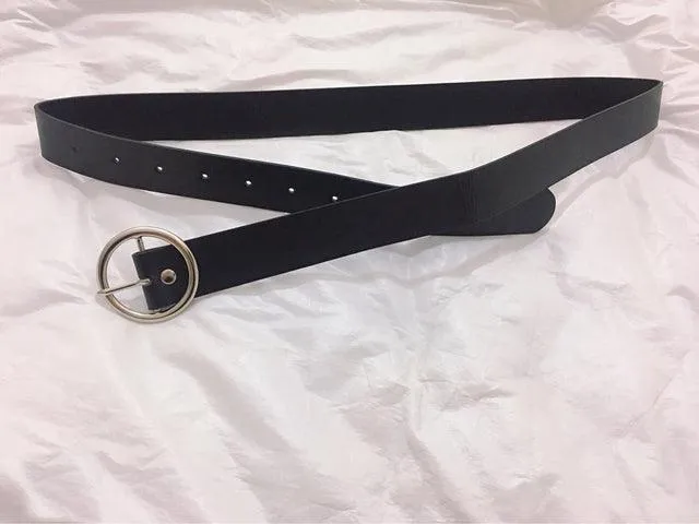 Double round buckle women's leisure belt