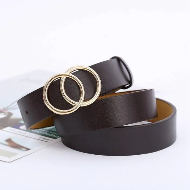 Double round buckle women's leisure belt