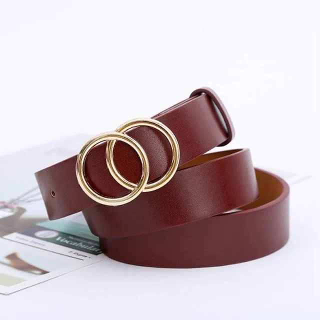 Double round buckle women's leisure belt