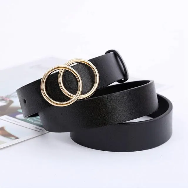 Double round buckle women's leisure belt