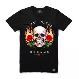 DSD FLAME ROSE SKULL TEE BLACK