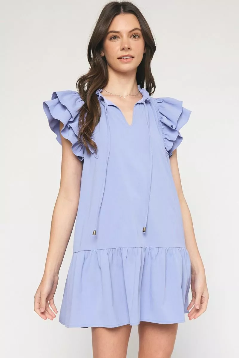 Entro Front Tie Ruffle Dress