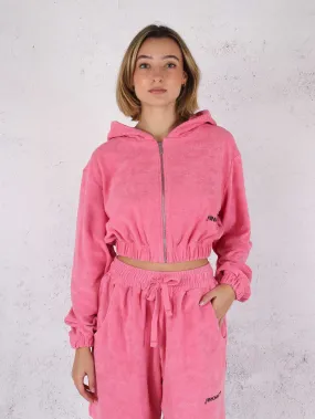 Felpa Zip Spugna Rosa