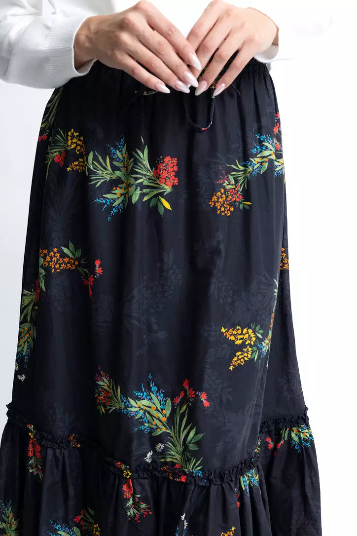 Floral Poplin Maxi Skirt