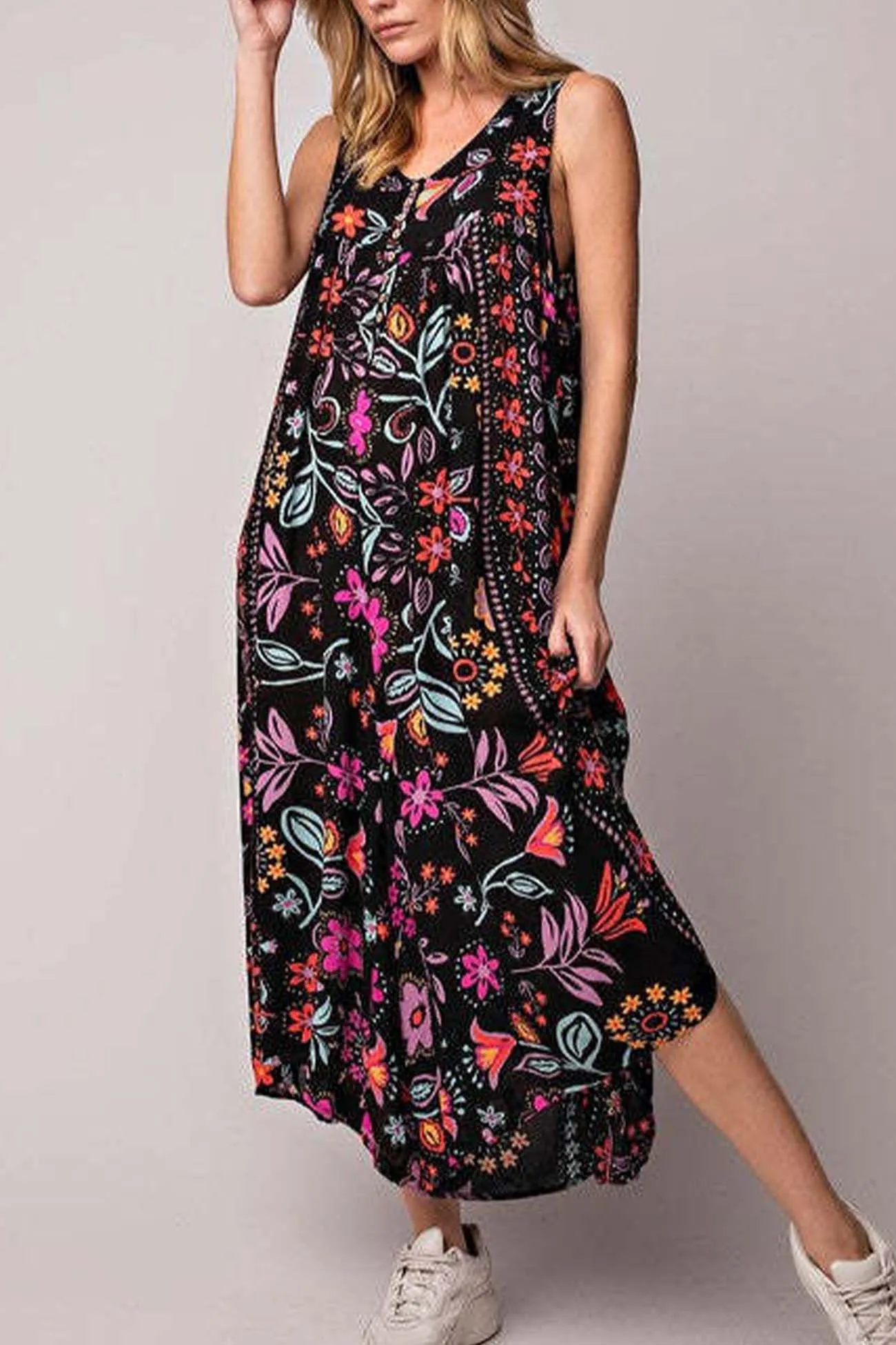 Floral Printed Ruched Sleeveless Jumpsuits