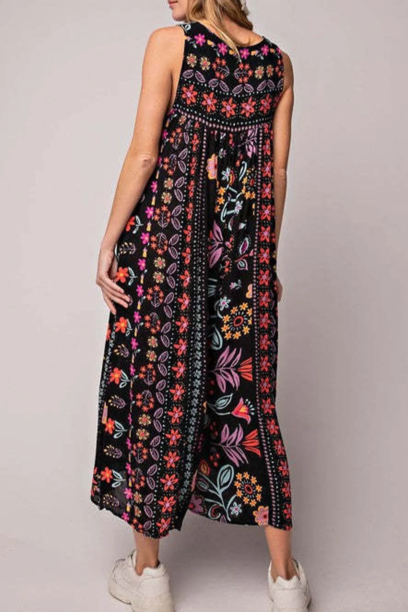 Floral Printed Ruched Sleeveless Jumpsuits