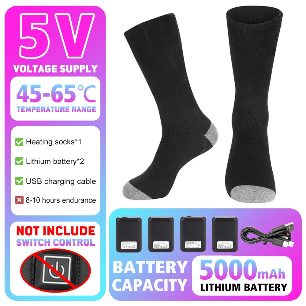 Heated Socks Rechargeable Electric Thermal Socks Winter Heating Socks Warm Heated  Boots Snowmobile Skiing Sport Foot Warmer