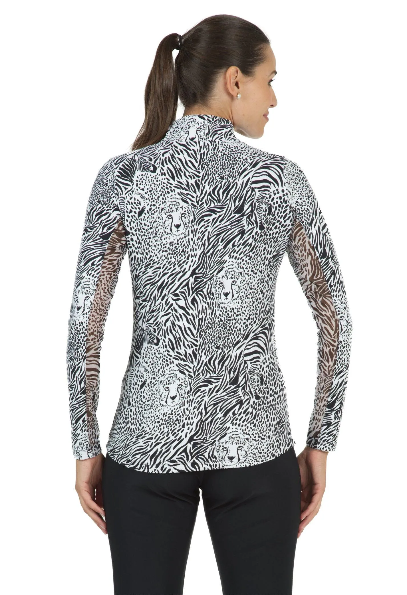 Ibkül - Safari Print Long Sleeve Mock Neck Top – 10659