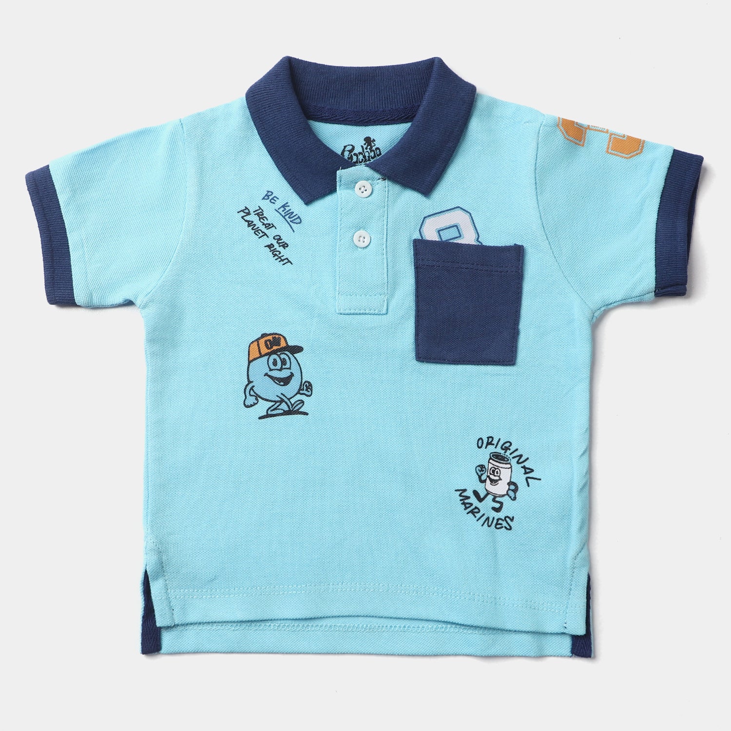 Infant Boys Cotton PK Polo Original Marines-Blue Elixri