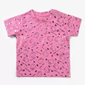 Infant Girls Cotton Jersey T-Shirt Kitty-Candy Pink