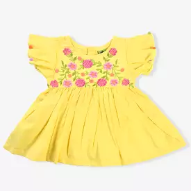 Infant Girls EMB Top Blazing Florals-B.Yellow