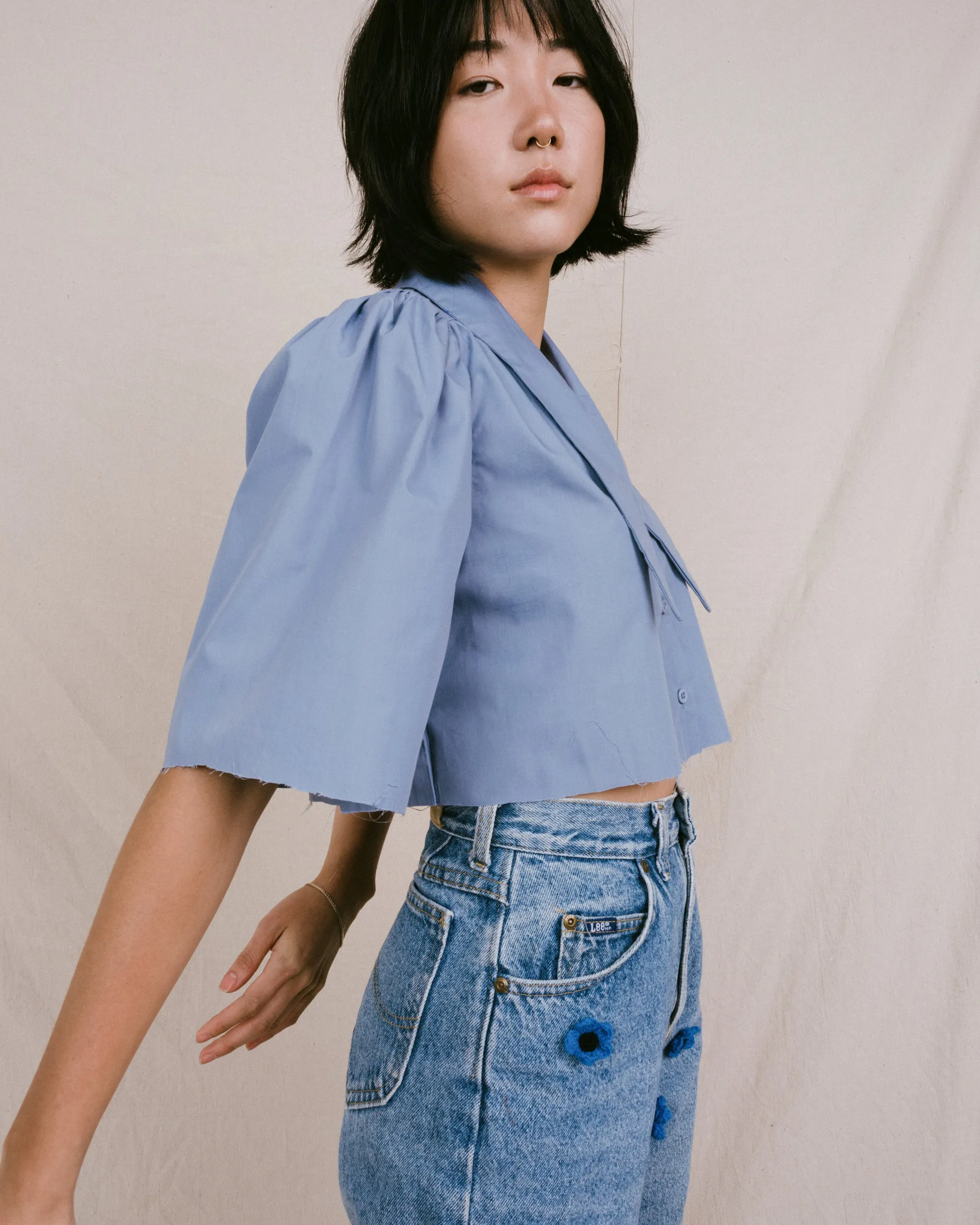 Jean Blouse in Powder Blue