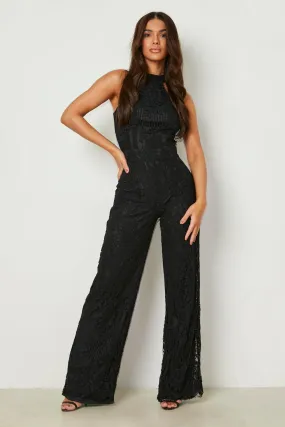 Jumpsuits | Lace Halter Neck Occasion Jumpsuit | boohoo