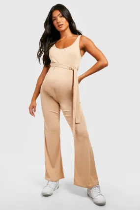 Jumpsuits | Maternity Ribbed Tie Waist Jumpsuit | boohoo