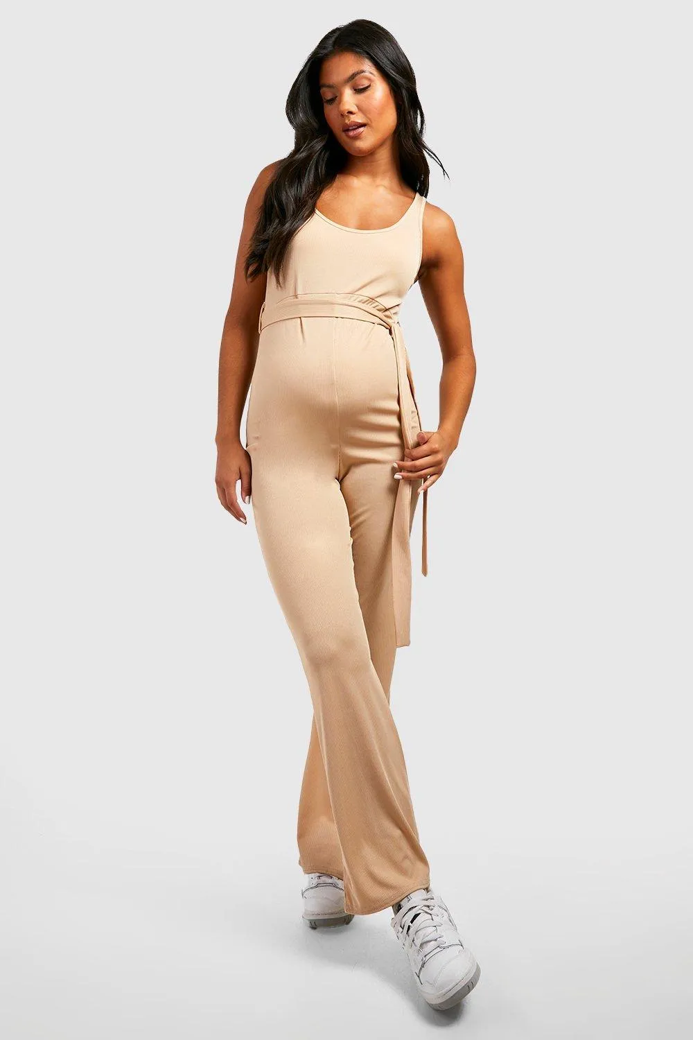 Jumpsuits | Maternity Ribbed Tie Waist Jumpsuit | boohoo