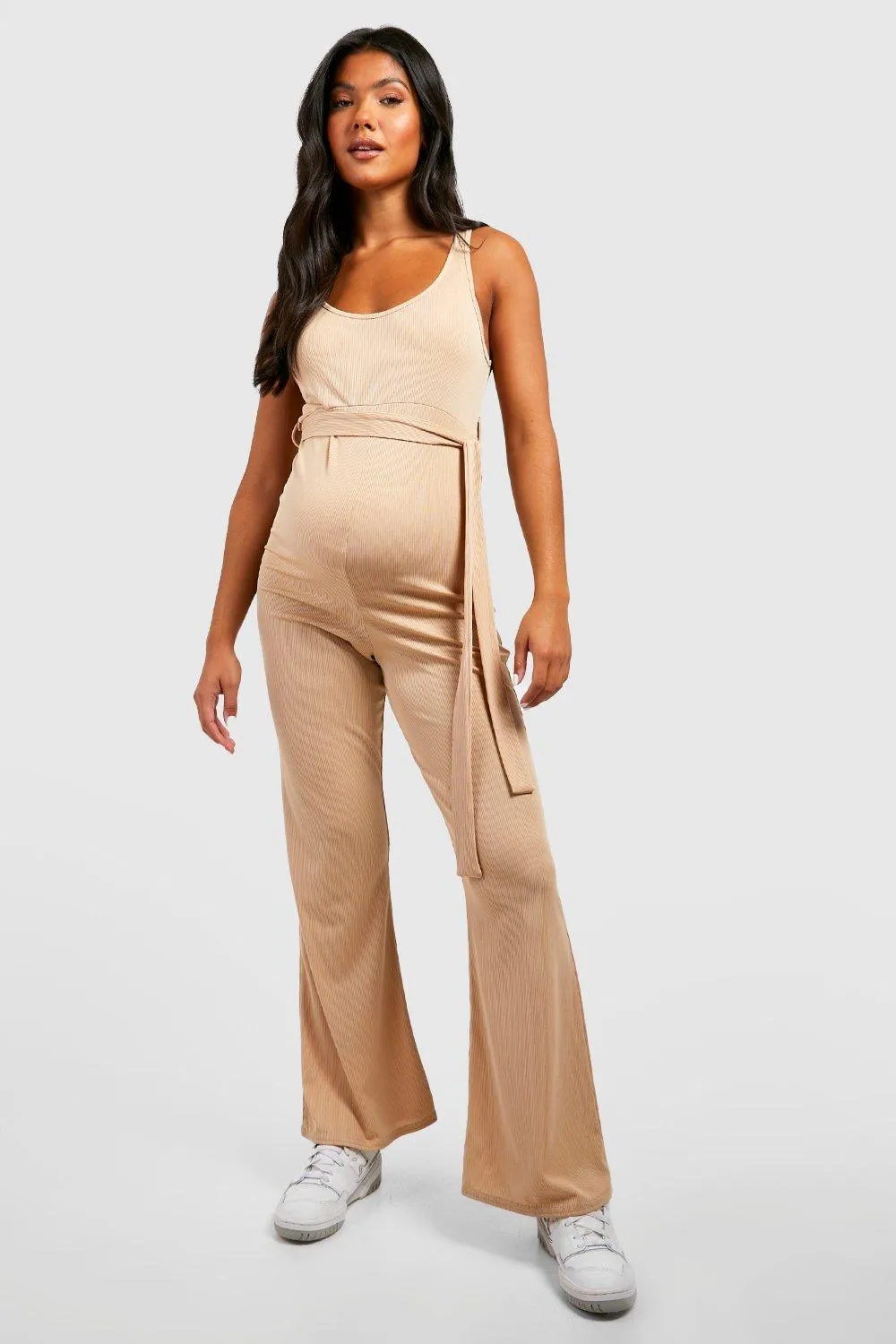 Jumpsuits | Maternity Ribbed Tie Waist Jumpsuit | boohoo