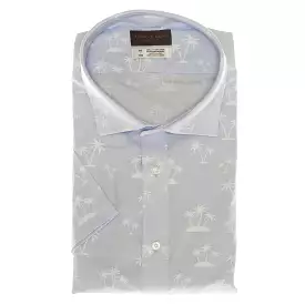 Light Blue Print Short Sleeve Sport Shirt