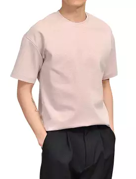 Light Pink Premium Short Sleeved T-Shirts Mens Tencel Loose Fit Tees