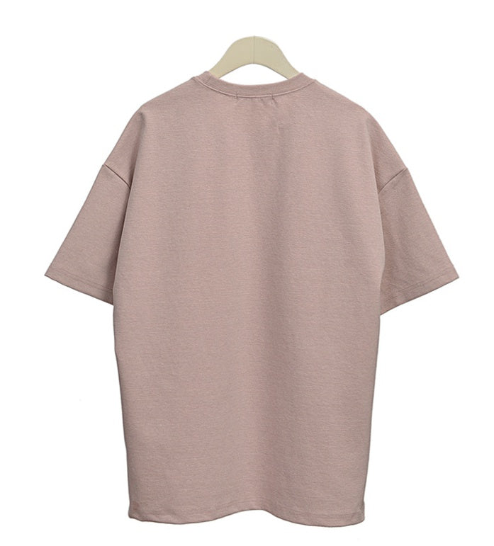 Light Pink Premium Short Sleeved T-Shirts Mens Tencel Loose Fit Tees