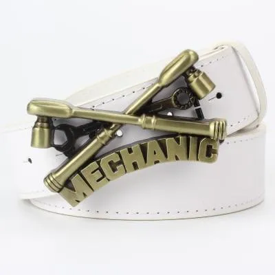 Mechanical Worker Mechanic Profession Buckle Synthetic Leather Belt