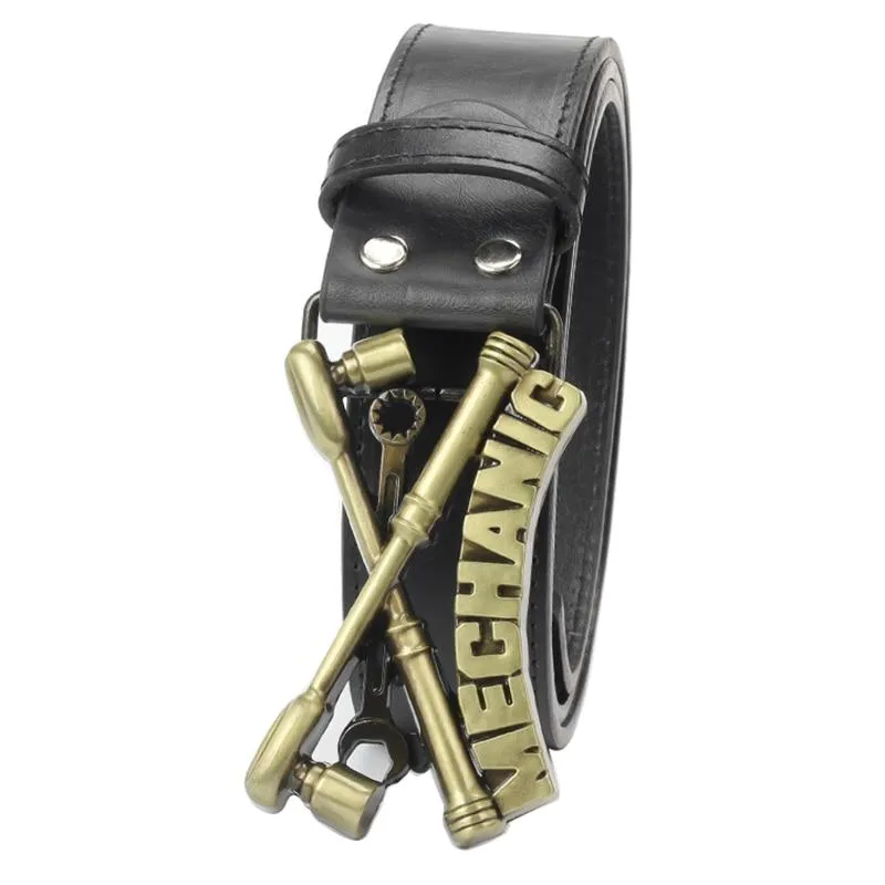 Mechanical Worker Mechanic Profession Buckle Synthetic Leather Belt