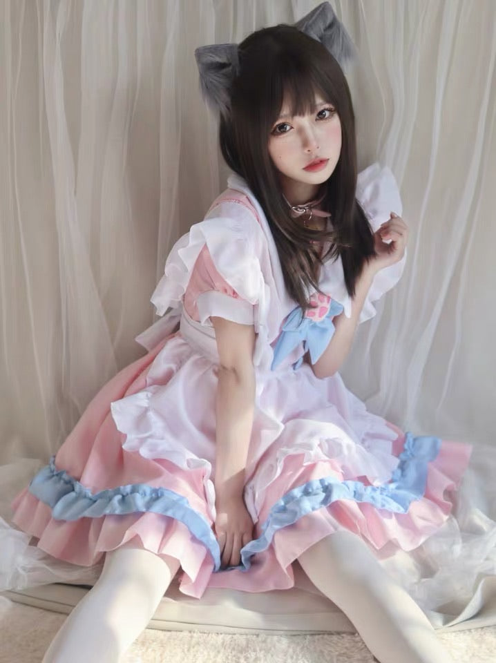 Neko cat pink maid costume cosplay