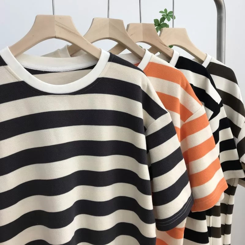 O-Neck Cotton Striped T Shirts