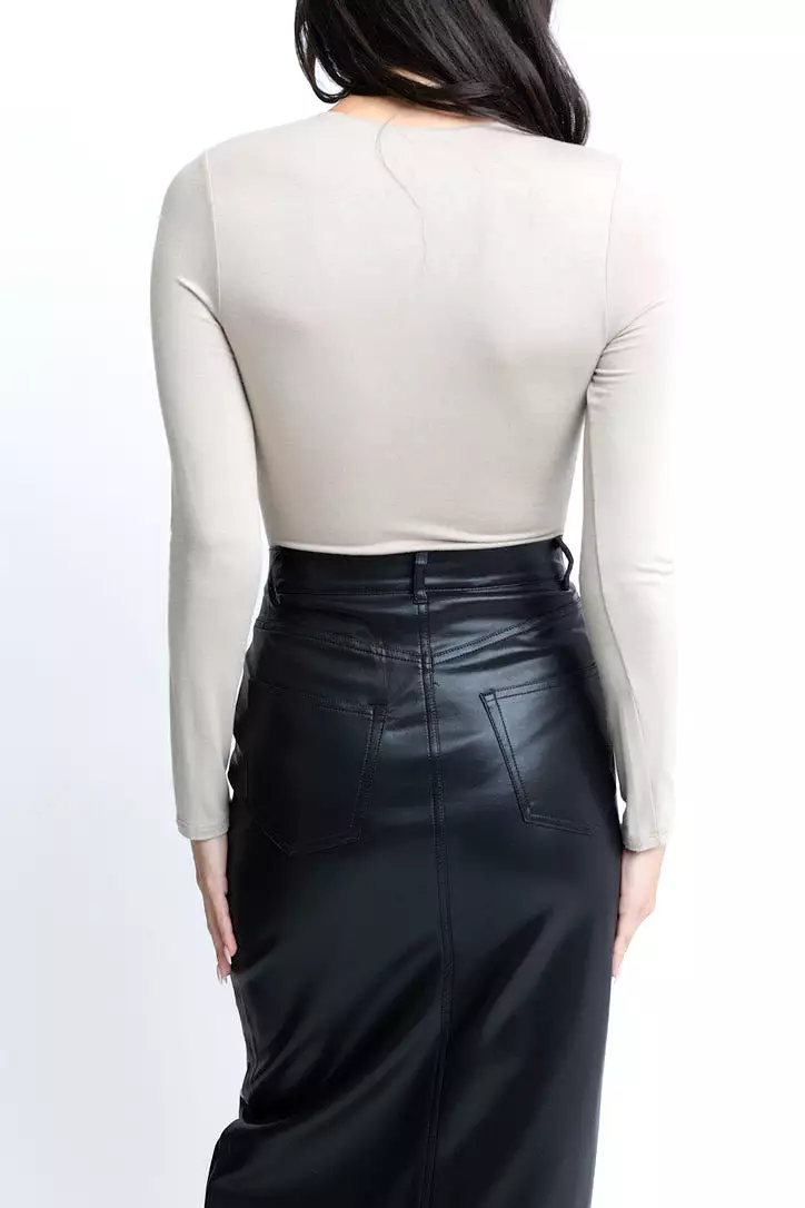 Pleather Cross Front Skirt