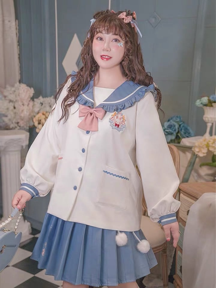 Plus kawaii plus size snowwhite rabbit JK uniform style