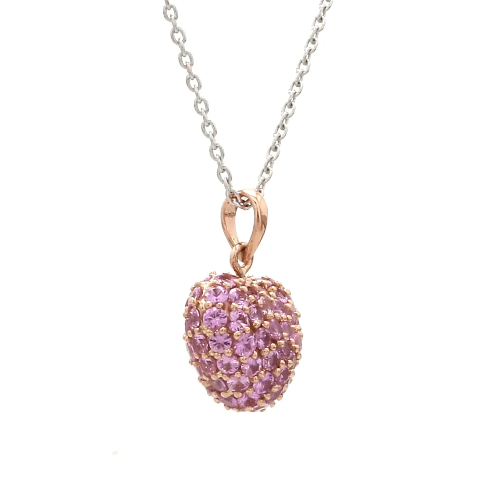 Puffy Pave Pink Sapphire Heart Charm